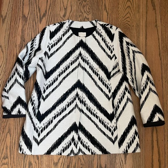 Chico’s Jackets & Blazers - Chico’s Coat Jacket Women’s Size 2 (Large 12) Petite Black & White Beautiful EUC